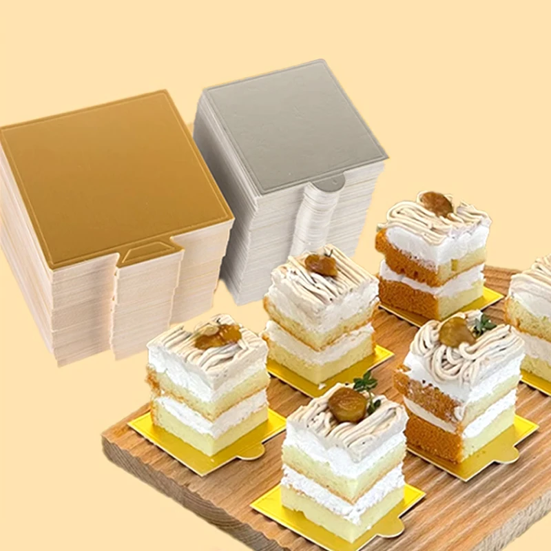 Золотистый или серебристый картон для торта, 100 шт. / упак., Бумажный картон, Поднос для десертов, Основа для торта, Мусс, коврик для выпечки, Декоративные инструменты
