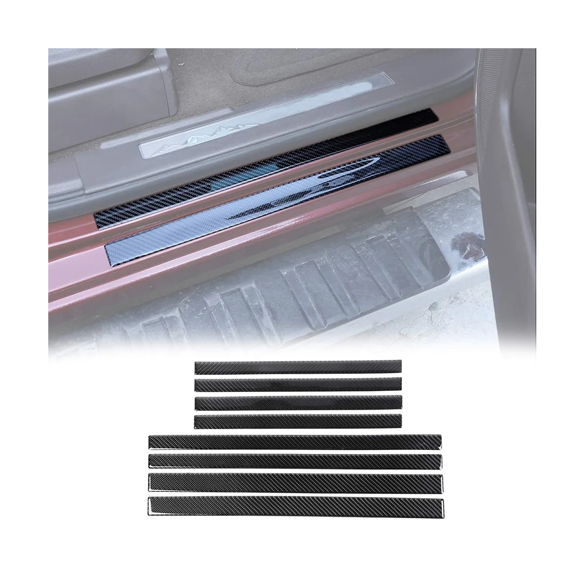 Накладка на наружный порог, защитное покрытие для Chevrolet Silverado GMC Sierra 2014-2018 из мягкого углеродного волокна