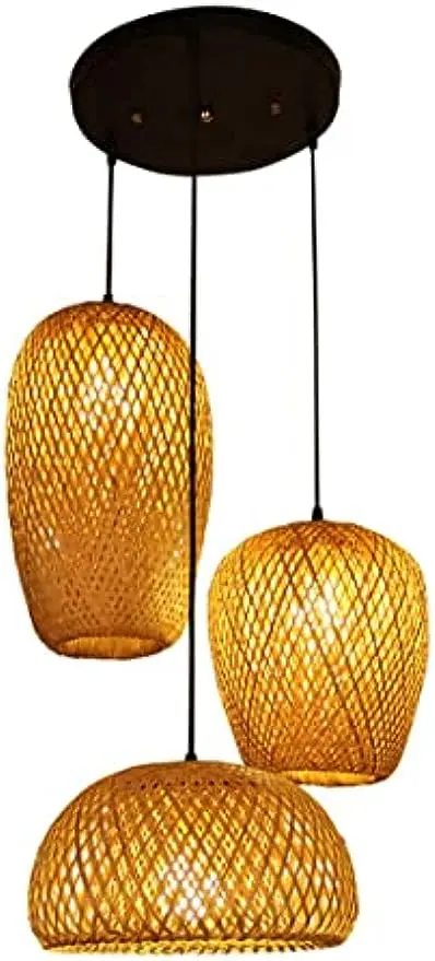 Подвесной светильник из ротанга в деревенском стиле, подвесные светильники из бамбука на ферме, подвесной светильник из 3-х ламп, подвесной светильник для гостиной, E26