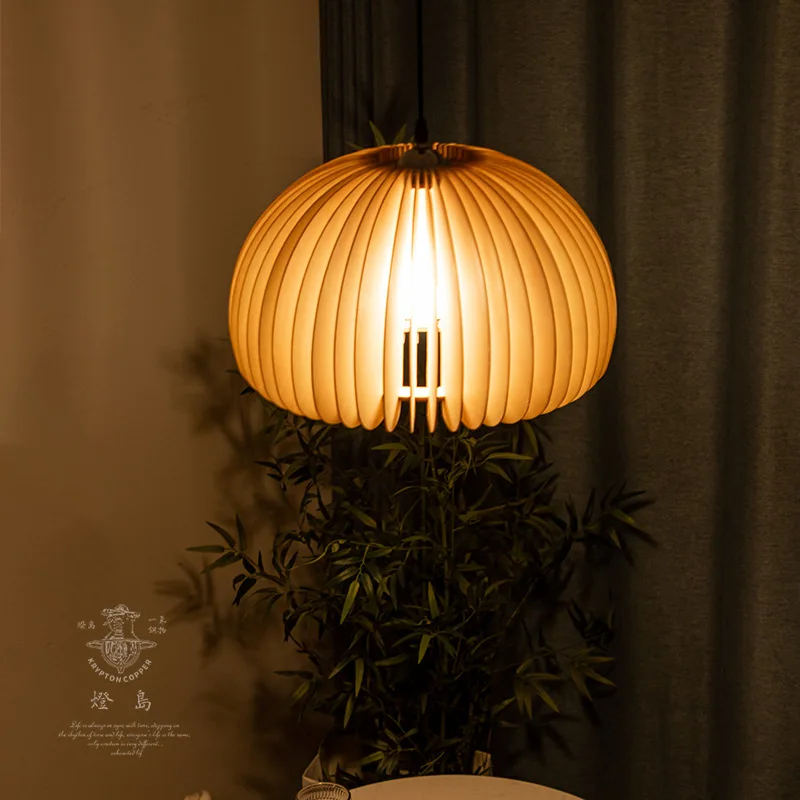 Современный подвесной светильник, столовая, деревянная Тыква, Минималистичная светодиодная лампа для Островного бара, Люстра для украшения интерьера спальни и кабинета