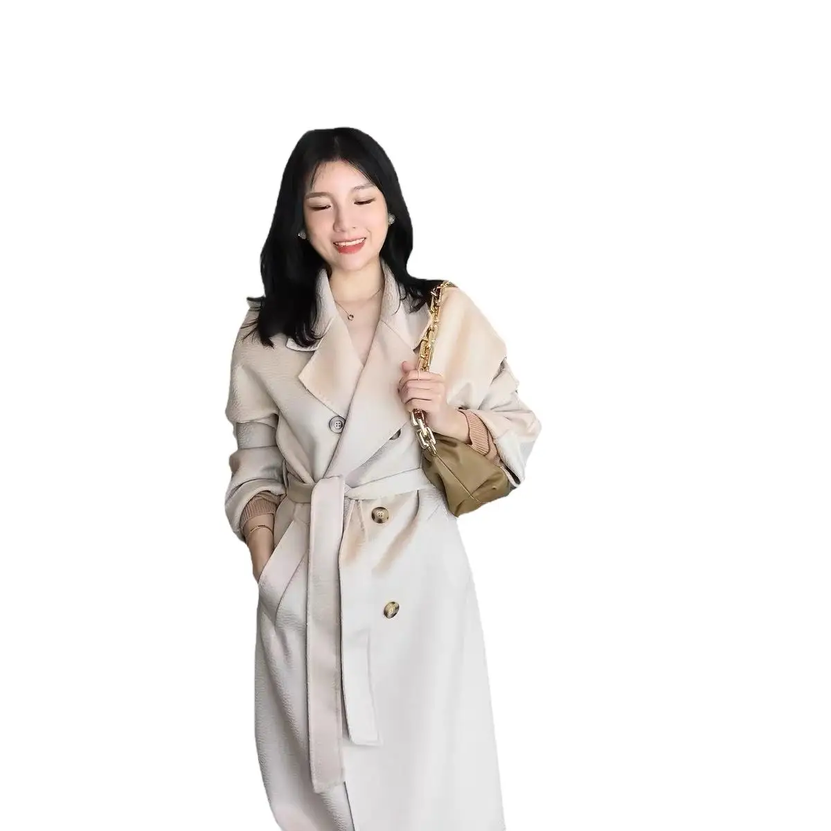 2023 Женская зимняя одежда Двустороннее женское кашемировое пальто водяная рябь кашемировое шерстяное пальто шерстяное пальто 1022