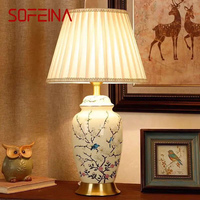 SOFEINA Современный Керамический стол Настольная лампа LED Китайский Простой Креативный Прикроватный светильник Для домашнего декора Гостиной Спальни Кабинета