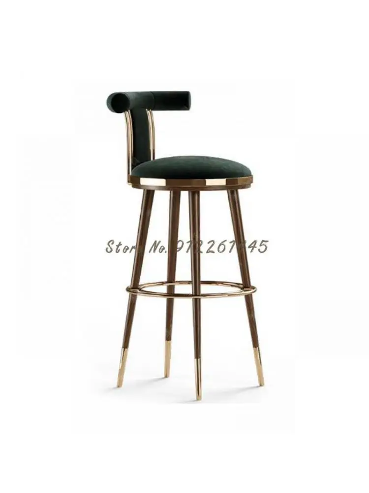 Новый легкий роскошный барный стул из нержавеющей стали с простой современной спинкой Офис продаж модельный зал барный стул высокий табурет