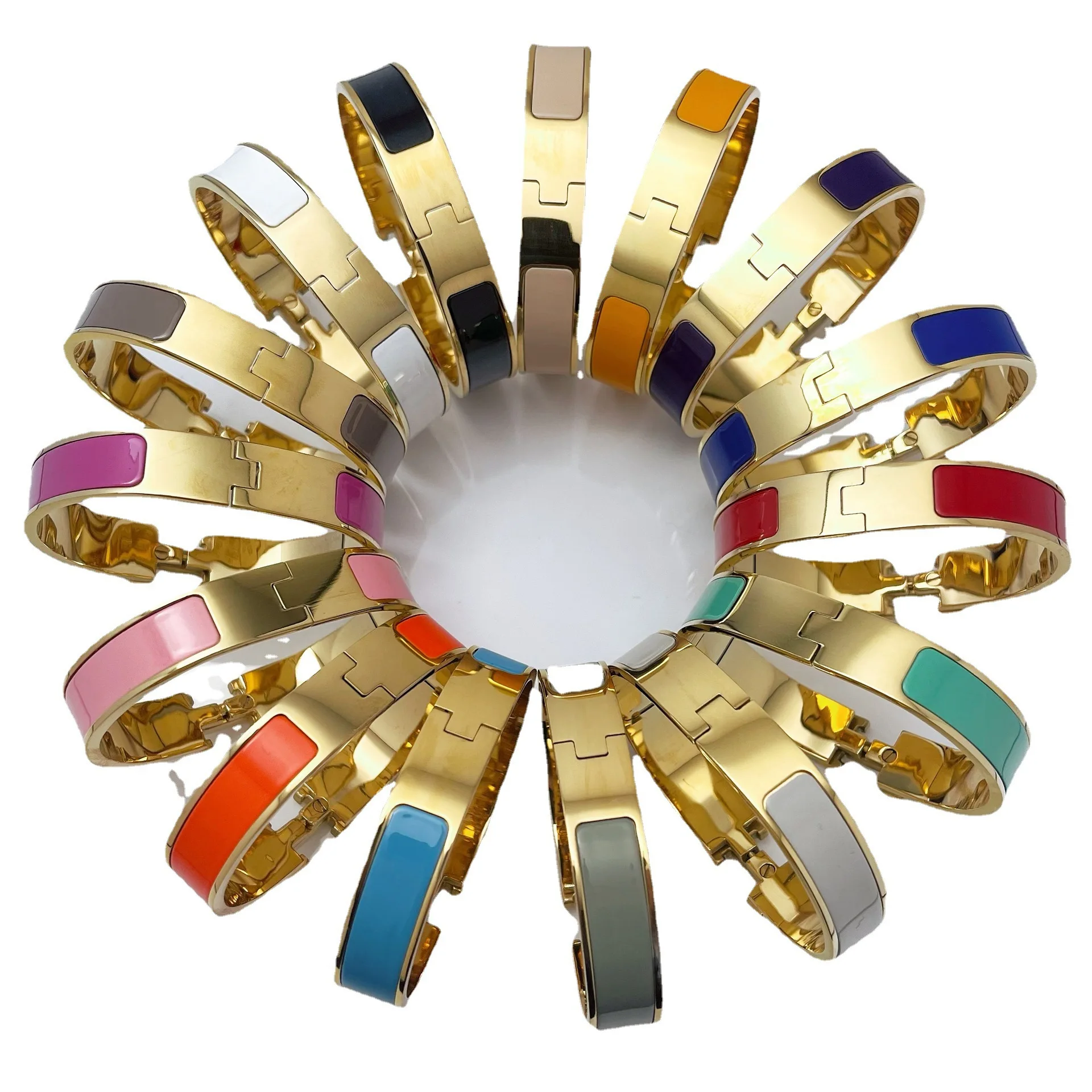 Высококачественный Роскошный Дизайнерский ювелирный браслет из позолоченной нержавеющей стали, красочный браслет-манжета 12 мм 1:1 для пары в подарок