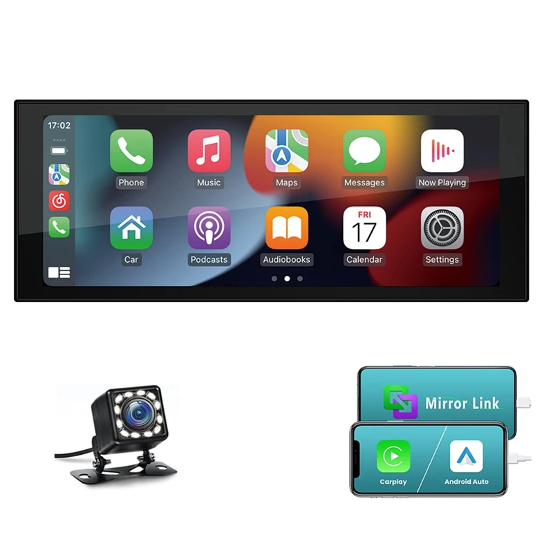 Carplay 1 Din 6.9In 2G + 32G Автомобильный Мультимедийный плеер Android GPS Wifi USB FM Зеркальная Ссылка Стерео Радио С камерой