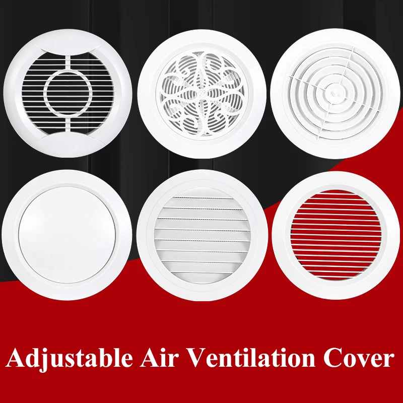 Регулируемая крышка для вентиляции воздуха, Круглый воздуховод, отверстие в потолке, стене, Вентиляционная решетка из АБС-пластика, жалюзи, Система вентиляции кухни и ванны