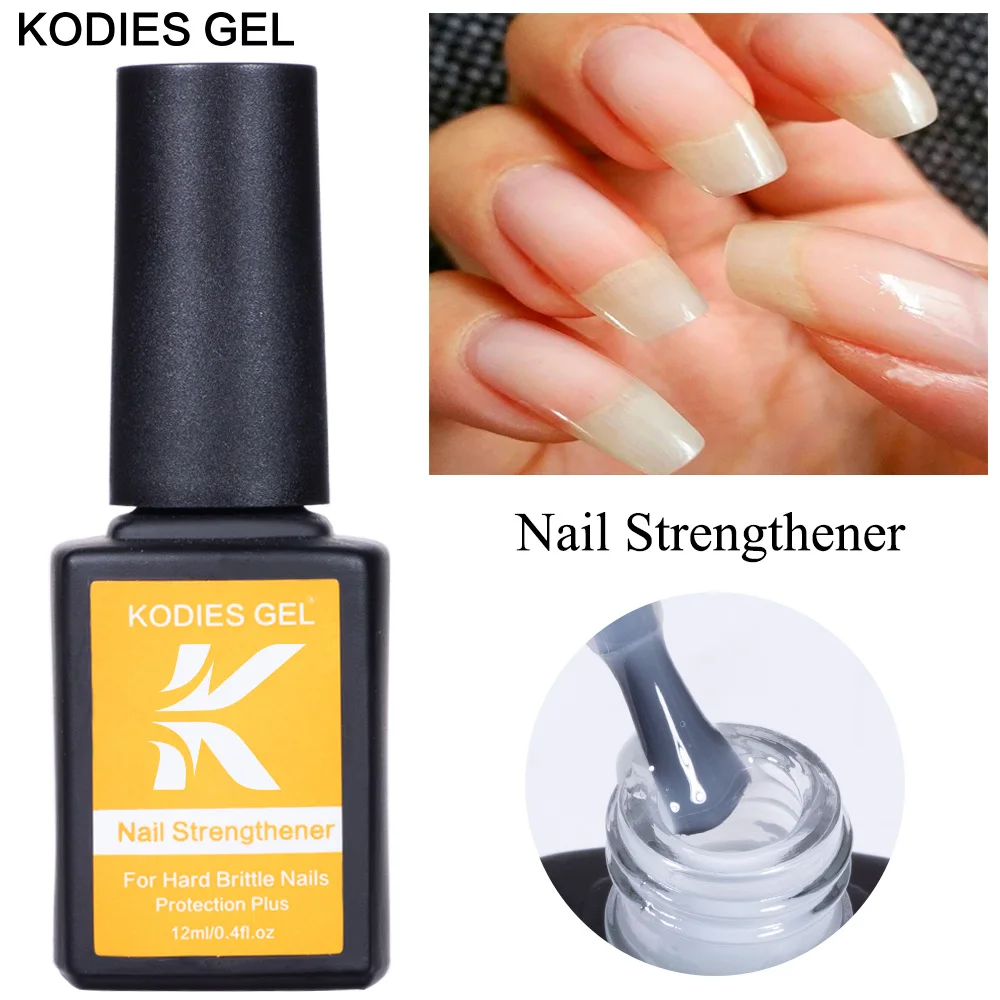 Гель-укрепитель для ногтей KODIES для восстановления поврежденных ногтей, масло для кутикулы, жидкое средство для ухода за ногтями, 12 мл, Сильный отвердитель, эфирное масло